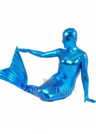 Blue Shiny Metallic Mermaid Suit