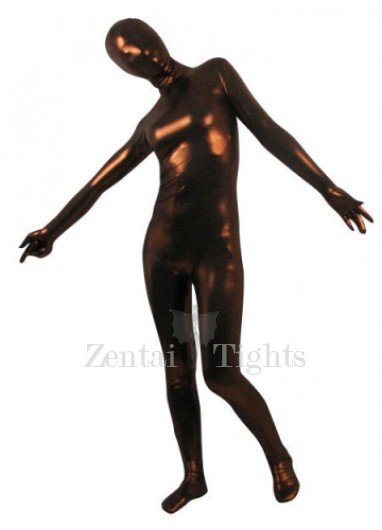 Coffee Shiny Metallic Unisex Full body Zentai Suit
