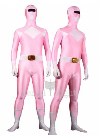 Pink with White Lycra Spandex Unisex Full body Zentai Suit