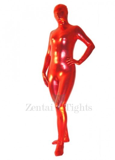 Popular Red Shiny Metallic Unisex Full body Zentai Suit