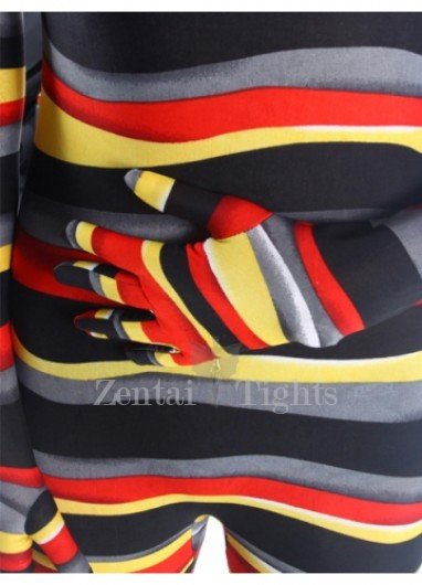 Quality Colorful Stripe Lycra Unisex Breathable Full body Zentai Suit Zentai