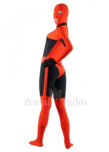 Red And Black Lycra Spandex Full body Zentai Suit