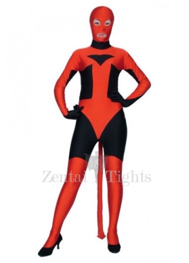 Red And Black Lycra Spandex Full body Zentai Suit