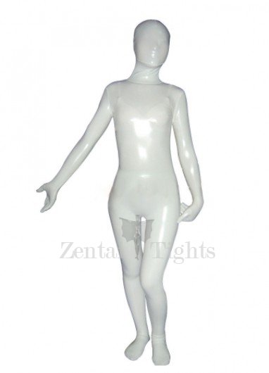 White Cream Shiny Metallic Unisex Full body Zentai Suit