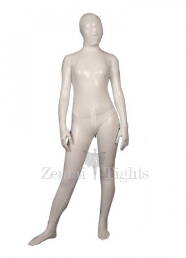 White Shiny Metallic Full body Zentai Suit