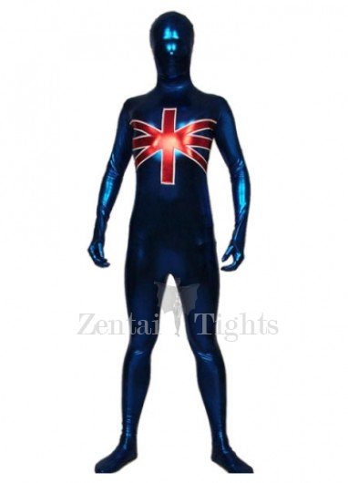 Ideal Blue And Red Shiny Metallic Unisex Full body Zentai Suit