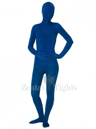 Navy Blue Velvet Unisex Full body Zentai Suit