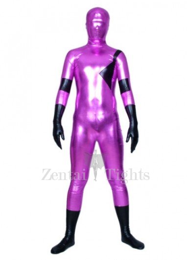 Purple Black Shiny Metallic Full body Zentai Suit