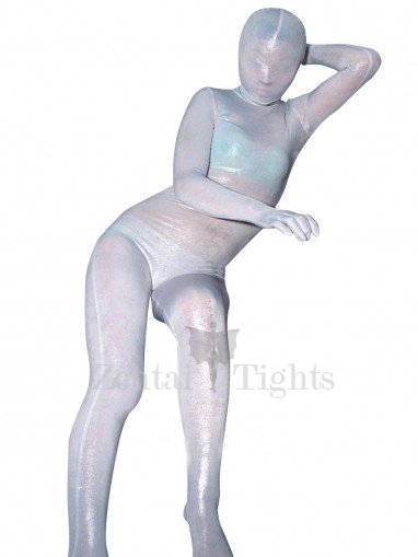 Silver White Velvet Unisex Full body Zentai Suit