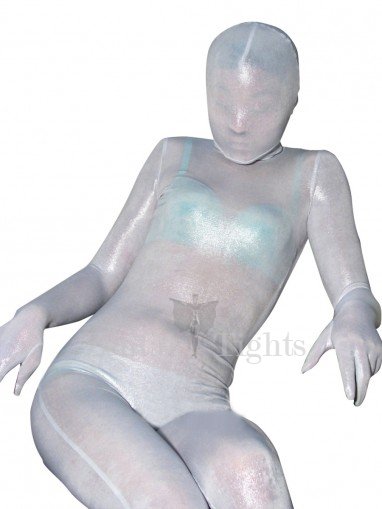 Silver White Velvet Unisex Full body Zentai Suit