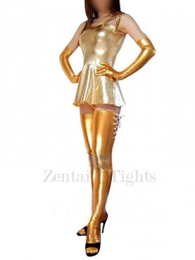 Classic Top Gold Shiny Metallic Sexy Dress