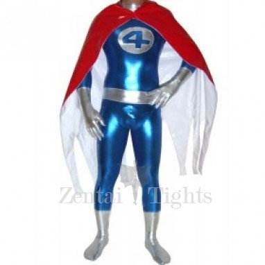 Fantastic Four Shiny Metallic Catsuit with PVC Cape