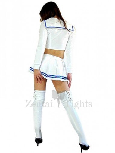 Nice White Long Sleeves Shiny Metallic Skirt Suit