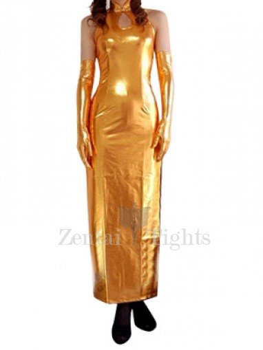 Suitable Top Gold Shiny Metallic Sexy Dress