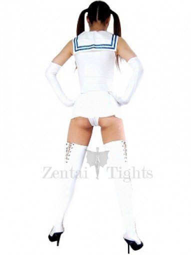 Suitable White Shiny Metallic Bowknot Mini Skirt Suit