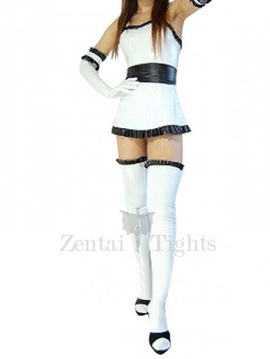 Suitable White Shiny Metallic Lace Trim Sexy Dress