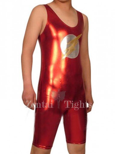 Red The Flash Shiny Metallic Super Hero Costume