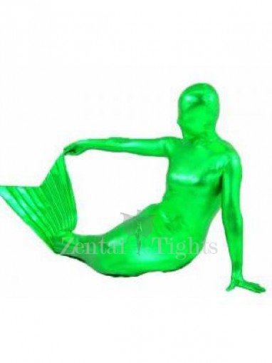 Cheap Green Shiny Metallic Unisex Full body Zentai Suit