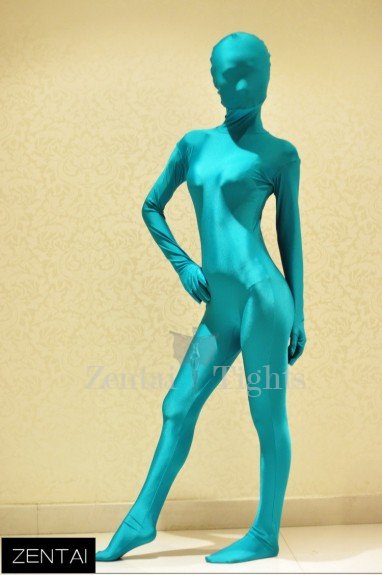 Peacock Blue Fluorescent Blue-green Full Body Full body Zentai Suit Zentai Tights Tights Full body Zentai Suit