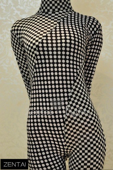 Polka Dot Checkered Pattern of Black and White Color Stitching Sense Art Full Body Full body Zentai Suit Zentai Tights Full body Zentai Suit Tights