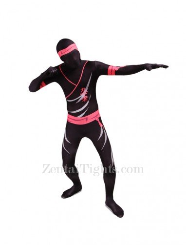 Black and Pink Ninjia Full Body Halloween Spandex Holiday Unisex Cosplay Zentai Suit