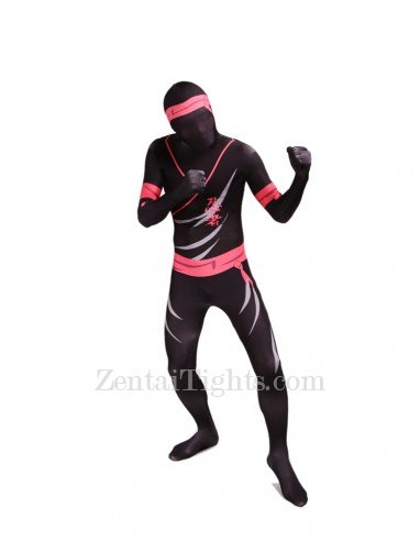 Black and Pink Ninjia Full Body Halloween Spandex Holiday Unisex Cosplay Zentai Suit