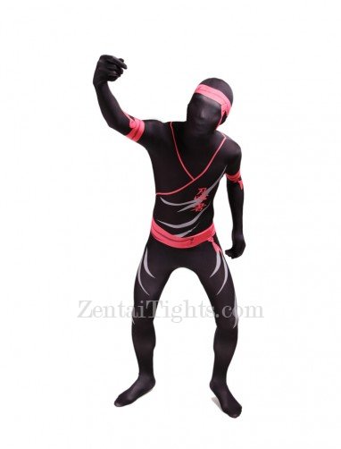 Black and Pink Ninjia Full Body Halloween Spandex Holiday Unisex Cosplay Zentai Suit