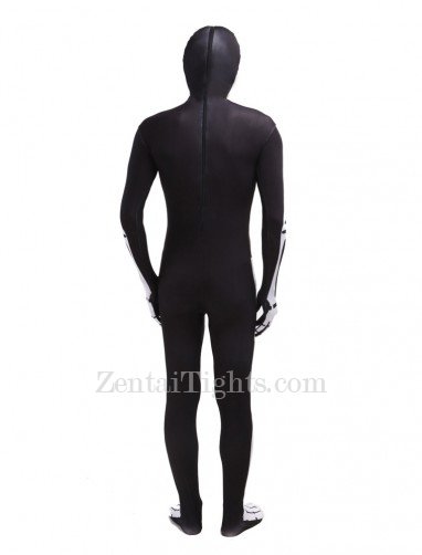 Black and White Skull Full Body Halloween Spandex Holiday Unisex Cosplay Zentai Suit