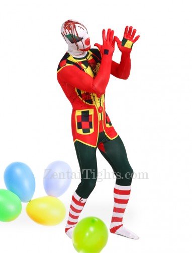Colorful Clown Full Body Halloween Spandex Holiday Unisex Cosplay Zentai Suit