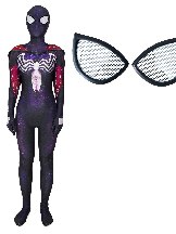 Lycra 3D Printed Women's Purple Cloak Halloween Cosplay Costume One-piece Tights