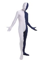 White Navy Lycra Spandex Zentai Suit Unisex Full Body costume