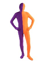 Halloween Orange Purple split costume Lycra Spandex Full Body Zentai Suit Halloween Orange Purple split costume Lycra Spandex Full Body Zentai Suit