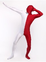 Halloween Burgundy White Zentai costume Full Body Lycra Spandex catsuit