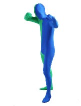 Halloween Green Blue split Lycra Spandex Zentai costume Unisex Full Body catsuit
