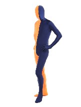 Halloween Orange Navy split costume Lycra Spandex Full Body Zentai Suit