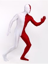 Halloween Burgundy White Zentai costume Full Body Lycra Spandex catsuit