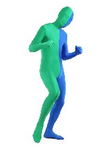 Halloween Green Blue split Lycra Spandex Zentai costume Unisex Full Body catsuit