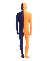 Halloween Orange Navy split costume Lycra Spandex Full Body Zentai Suit