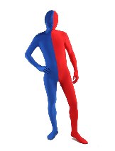 Halloween Blue Red split Lycra costume Full Body lycra Spandex zentai suit