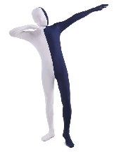 Halloween Costume Dark Navy and White split Unisex Full Body Lycra Spandex Zentai Suit