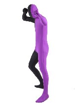 Halloween Purple and Black split costume Full Body Lycra Spandex zentai suit Halloween Purple and Black split costume Full Body Lycra Spandex zentai suit