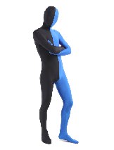 Halloween Black Blue split costume Full Body Lycra Spandex zentai suit