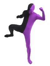 Halloween Purple and Black split costume Full Body Lycra Spandex zentai suit Halloween Purple and Black split costume Full Body Lycra Spandex zentai suit
