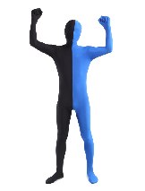 Halloween Black Blue split costume Full Body Lycra Spandex zentai suit