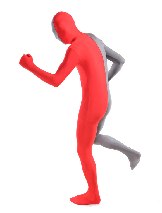 Halloween Red and Grey split Zentai costume Full Body Lycra Spandex zentai suit