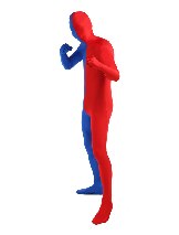 Halloween Blue Red split Lycra costume Full Body lycra Spandex zentai suit