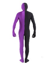 Halloween Purple and Black split costume Full Body Lycra Spandex zentai suit Halloween Purple and Black split costume Full Body Lycra Spandex zentai suit