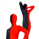 Supply Full Body Full body Zentai Suit Zentai Tights Half Red Half Black Spandex Full body Zentai Suit