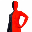 Full Body Full body Zentai Suit Zentai Tights Half Red Half Black Spandex Full body Zentai Suit