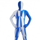 Supply White And Blue Lycra Spandex Unisex Full body Zentai Suit
